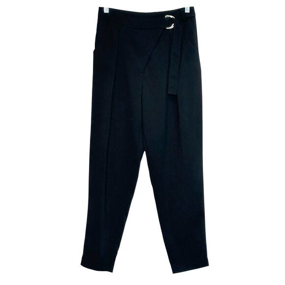 H&M Divided black pleated belted pants size 6 - Picture 1 of 11